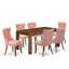 L'ensemble de table de salle à manger 7 pièces contient une table de cuisine rectangulaire en bois rustique et 6 chaises rembourrées en tissu de polyester, 36 x 60 pouces, jacobin vieilli-1223305118-1223305111