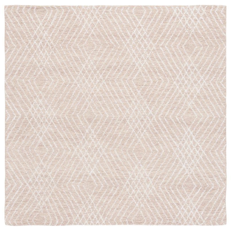 Sabrinia Abstract Hand Tufted Wool/Chenil/Cotton Abstract Rug in Beige/Ivory, Square 6'
