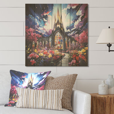 Blue Expressive Illumination Church - Church On Wood Print