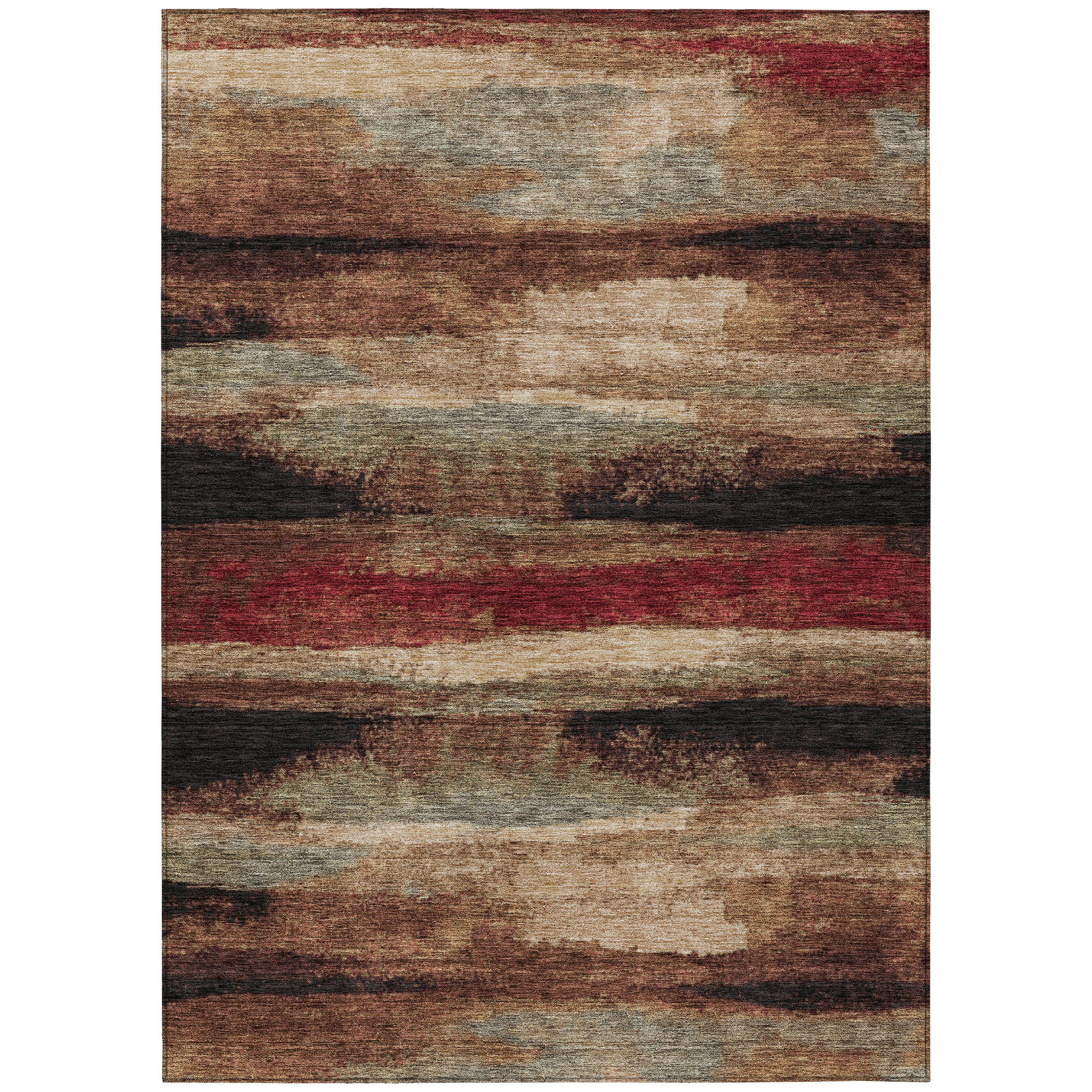 HomeRoots 9' X 12' Brown Beige And Burgundy Abstract Washable Indoor ...