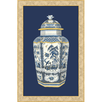 «Drotar Asian Urn in Blue and White II», impression encadrée