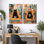 Cozy Black Cat, scène de café, images de salon, impression sur toile encadrée, 2 pièces
