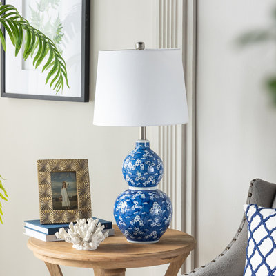 D13x25,7 "Vase rond en céramique à deux niveaux bleu et blanc