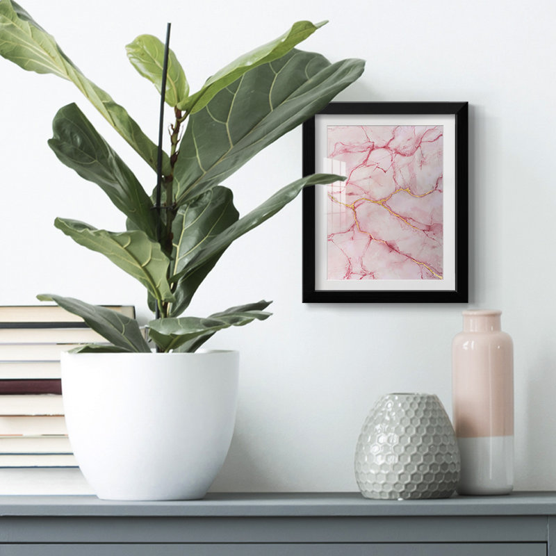 Rose Marble II - impression encadrée, H 28,5 po x l 20,5 po, Noir
