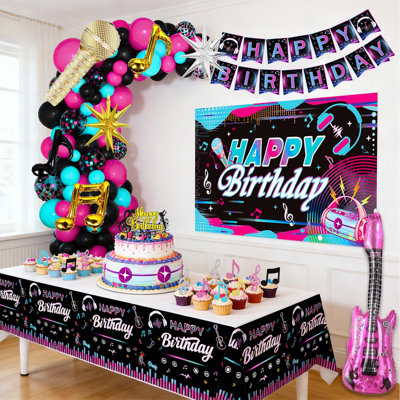 78 pièces de fournitures de fête musicale, ensemble de décorations de fête d'anniversaire musicale