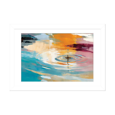 Ondulation abstraite de l'eau avec des reflets colorés - Impression d'art mural - Papier d'art encadré