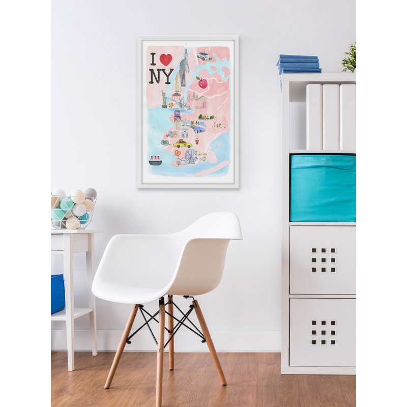 I Love NY Site Map - Single Picture Frame Print, 61cm H x 41cm W x 4cm D