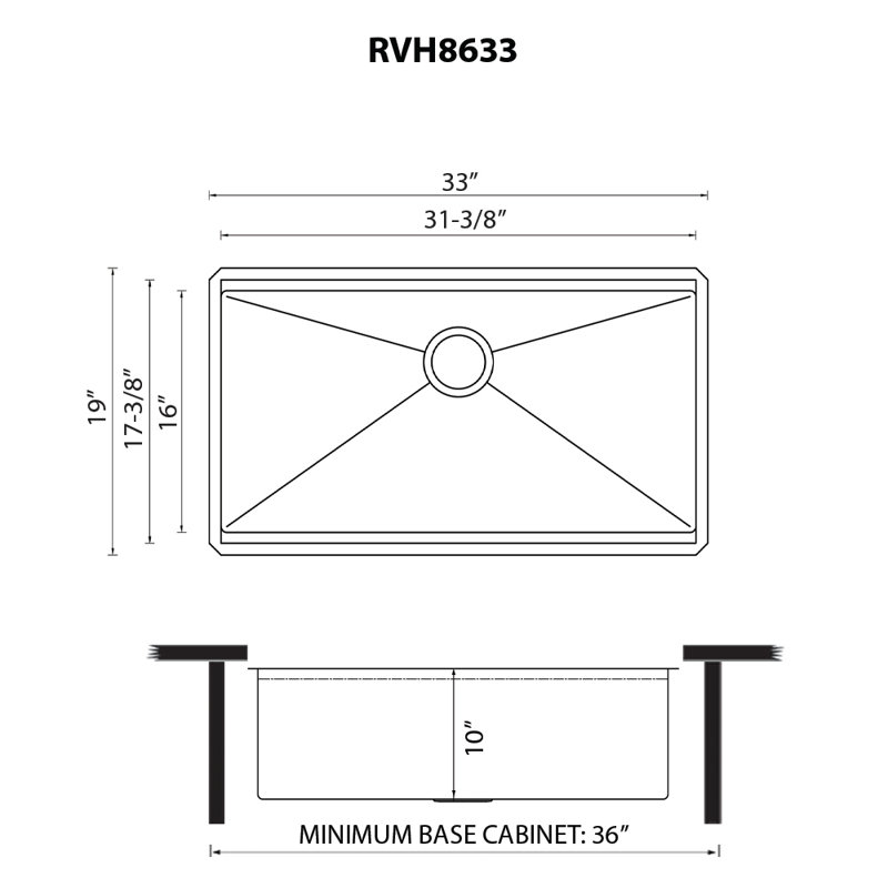 Ruvati Hex Bottom Workstation Scratch Resistant Embossed Kitchen Sink Stainless Steel, 19" L x 33" W