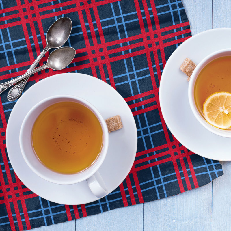 Plaid Tea Towel Kitchen Towel, Cotton Blend, Navy/Red/Blue