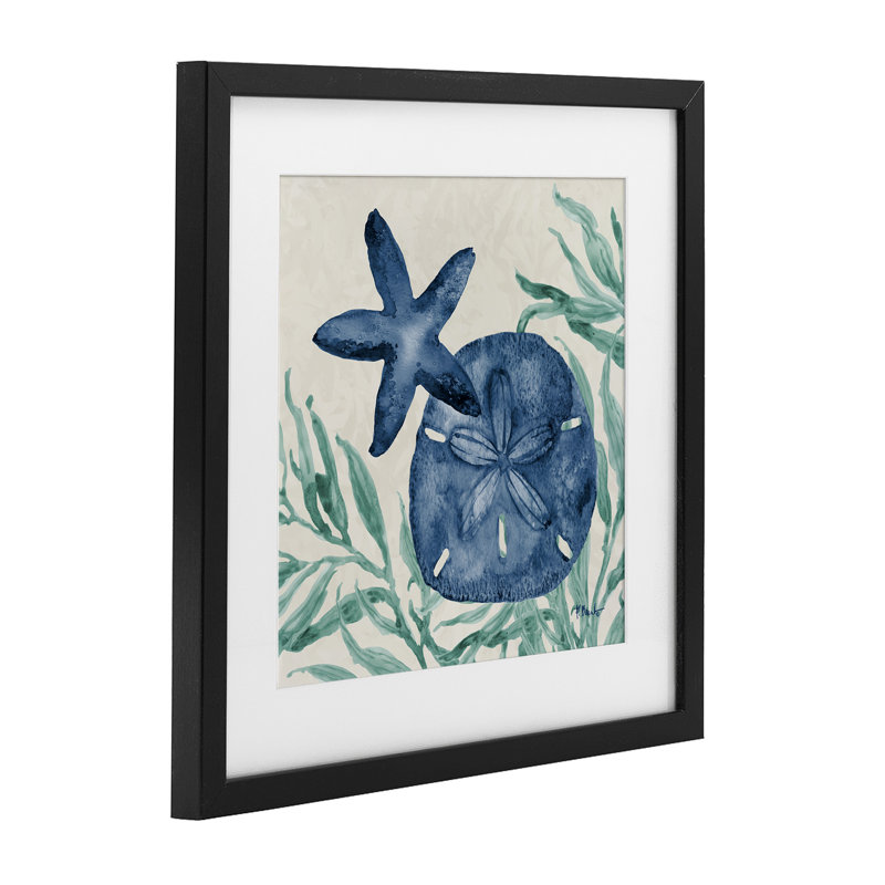 «Tampico Starfish & Sand Dollar», reproduction sous verre encadrée, design par Paul Brent, H 13 po x l 13 po