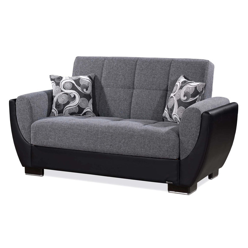 Causeuse convertible avec rangement PrimeNest SkyHaven Collection, Noir/gris