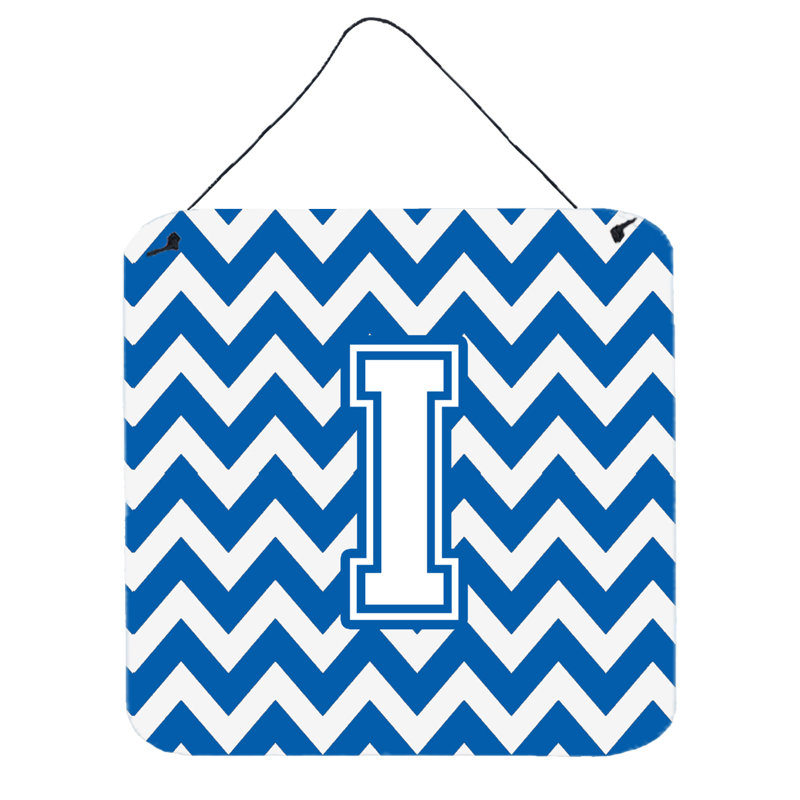 Décoration murale chevron, Blanc / Bleu, H