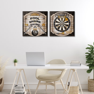 Pub Sports Pool & Darts 2pc Canvas Set, design by Conrad Knutsen