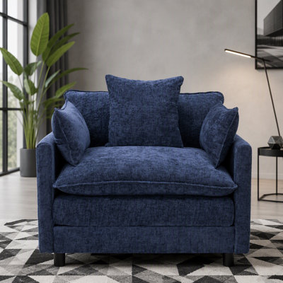 108 Inch L Shaped Modern Sofa Modular Sectional with Ottoman, 4-Seat Chenille Deep Seat Sofa for Living Room and Bedroom