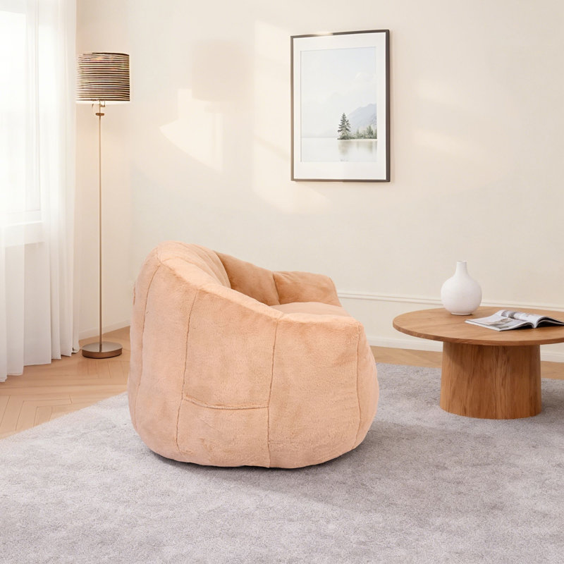 Fauteuil à billes Comfy, Fausse fourrure brune