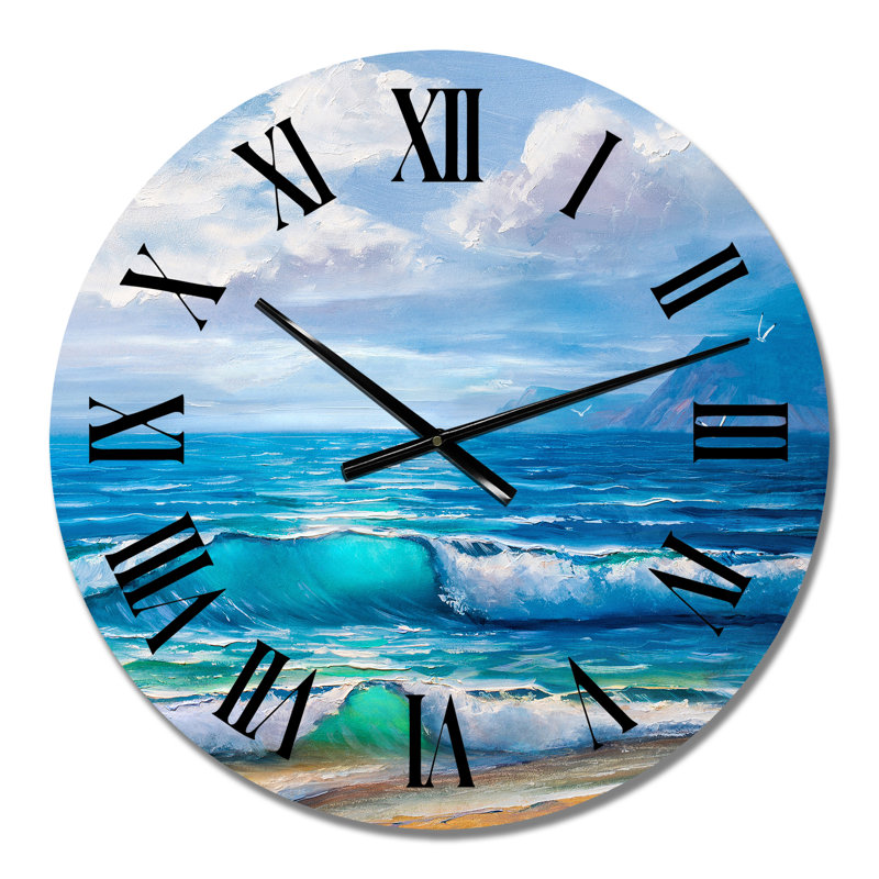 Lumière reflétant les vagues de la mer au bord de la mer - Horloge murale nautique et côtière, Petit