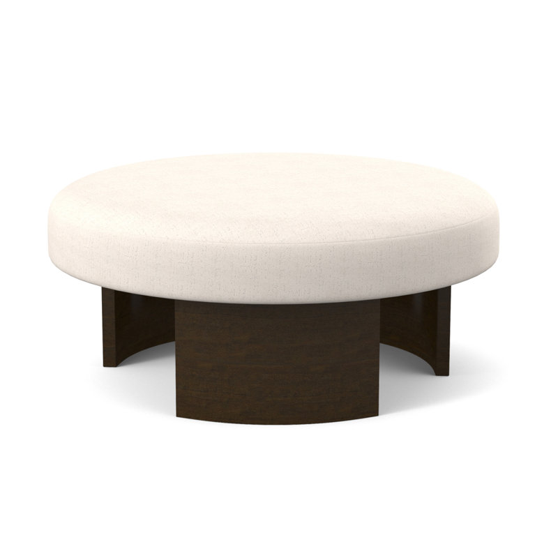 Eclipse Round Ottoman, American Walnut, Venice Ivory 100% Polyester