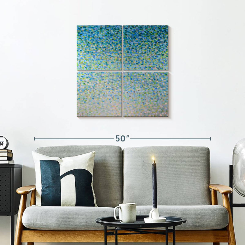 Verre bleu de mer, H 26 po x l 26 po