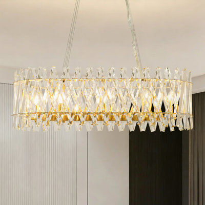 8-Light Modern Glam Linear Crystal Glass Kitchen Island Pendant 36"