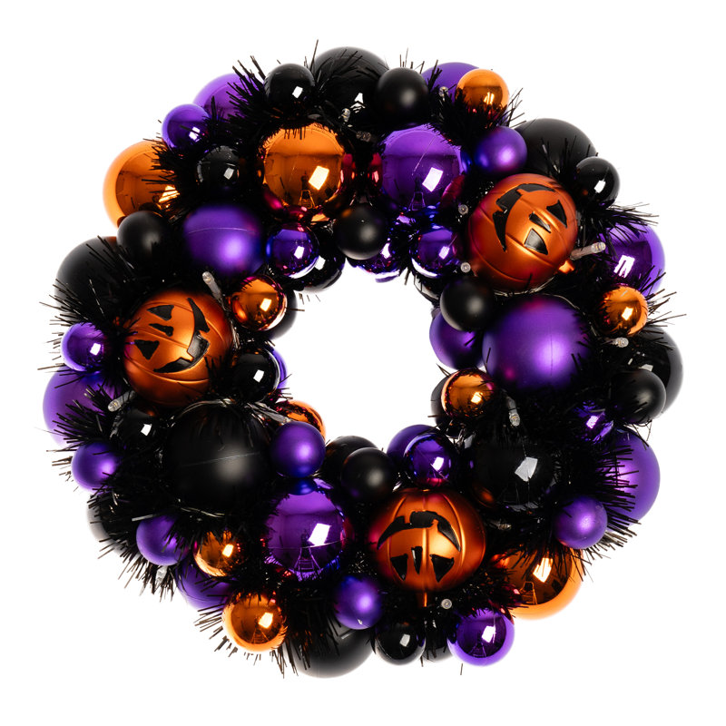 33cm Pumpkin bauble Wreath with Lights
