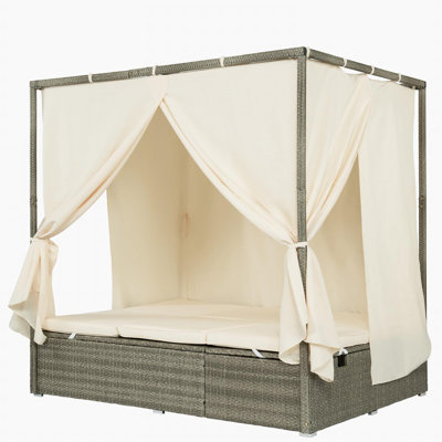 Enigma Wicker Outdoor Patio Sunbed Daybed With Cushions