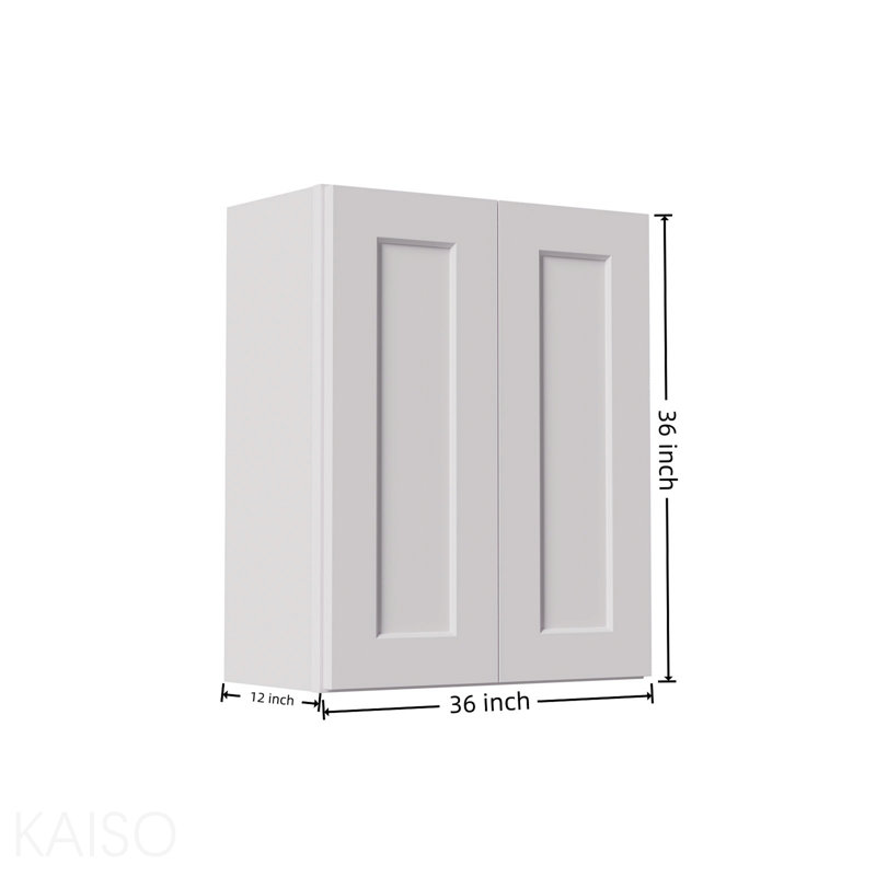 Armoire murale à double porte 36 po en bois massif 36 po avec 2 tablettes réglables prêtes à assembler pour la cuisine, la salle de bain, la buanderie et le garage (l 36 po x P 12 po x H 36 po)