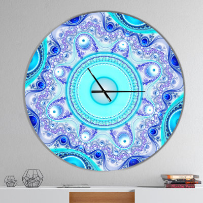 Turquoise Wavy Curves and Circles - Modern wall clock