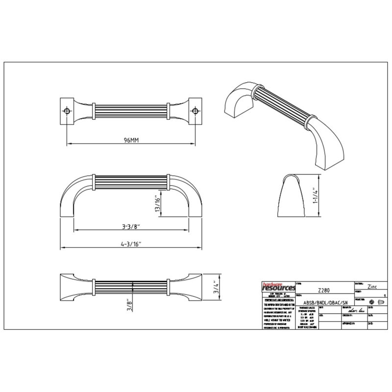 Cordova Bar Pull, Satin Nickel, 3 3/4"