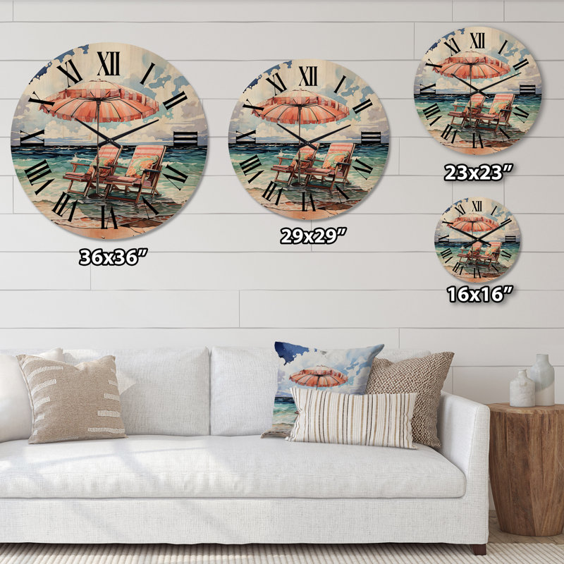 Horloge murale en bois massif Steubenville, Grand