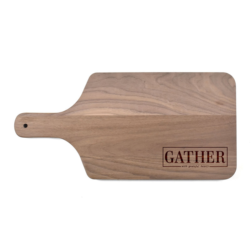 Gather Here With Grateful Hearts Cutting Board, Dark Natural
