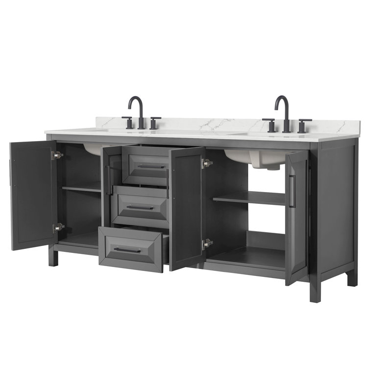 Daria 80'' W Vanity, Matte Black, Gray, Giotto Quartz