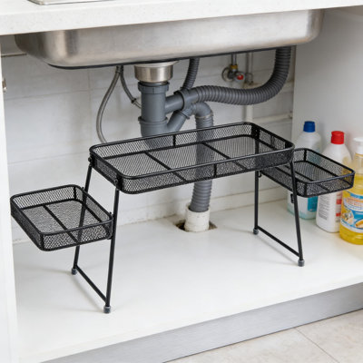 Over The Sink Organizer Rack, 3-Tier Metal Storage Shelf For Bathroom And Kitchen, Space-Saving Sink Caddy With Perforated Trays