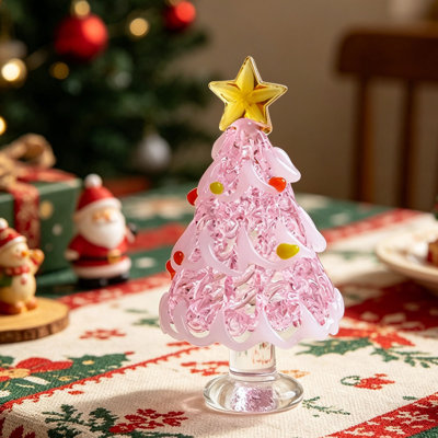 Mini Handmade Glass Christmas Tree Ornament  Small Desktop Crystal Xmas Tree Table Decor For  Decoration