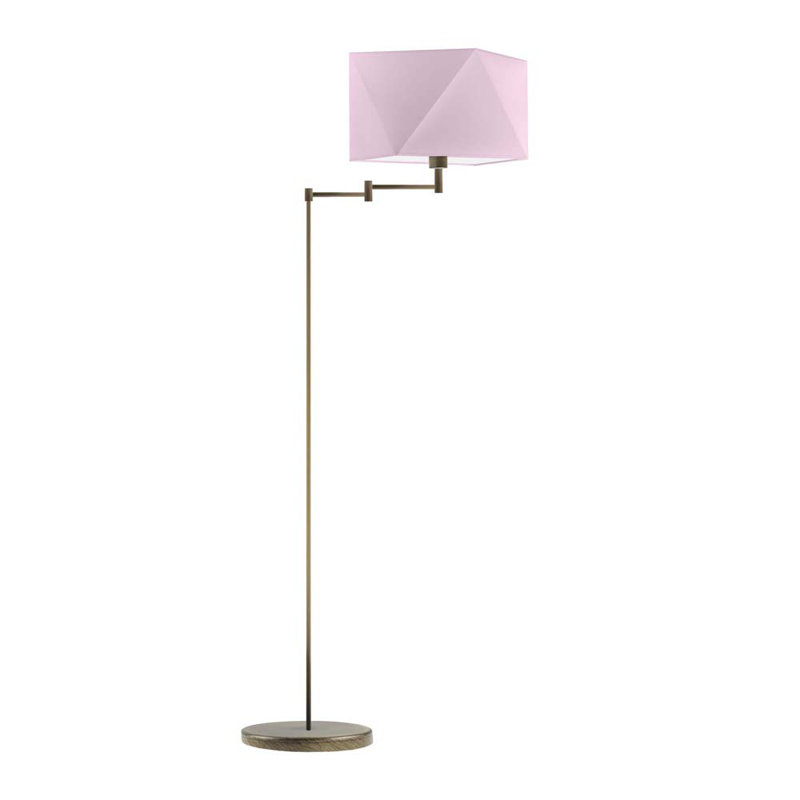 Glasper 163 H cm Swing Arm Floor Lamp, Light Violet, Antique Gold