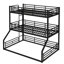 Lit superposé triple en métal noir pour lit simple au-dessus d'un lit double, peu encombrant et confortable pour les chambres d'amis-130115545
