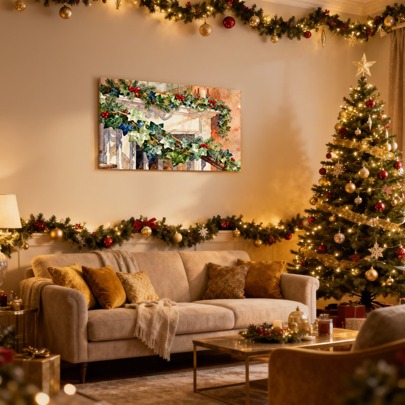 Guirlande de Noël, ensemble de 3 impressions sur toile, H 20 po x l 30 po