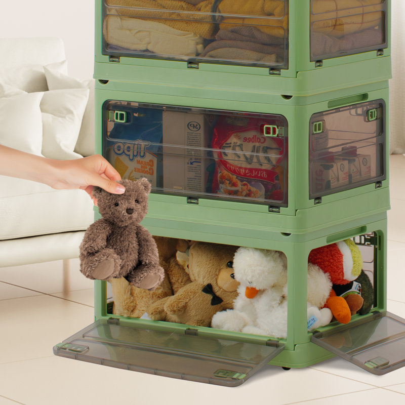 Bettysue Plastic StackableStorage Box with Lid, Green