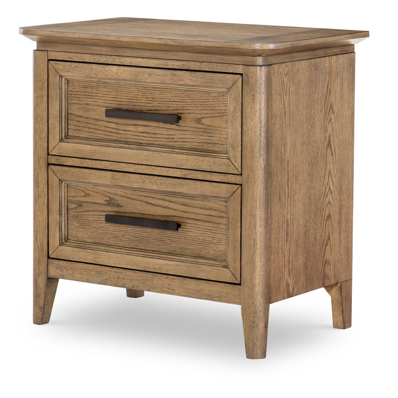 Table de chevet (2 tiroirs, prise de courant)