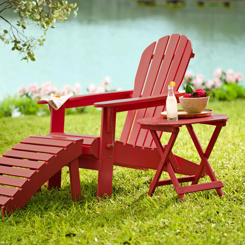 Pedri Folding Wooden Adirondack Style Side Table, Light Red