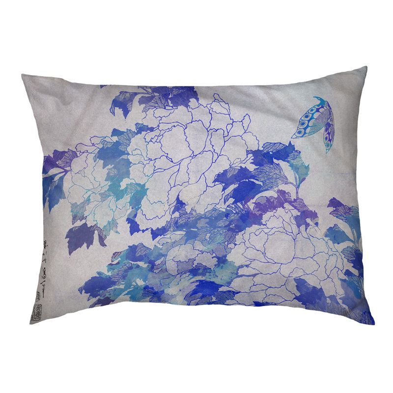 Coussin Burkart, L 32,5 po x l 42,5 po, Bleu / mauve / brun foncé