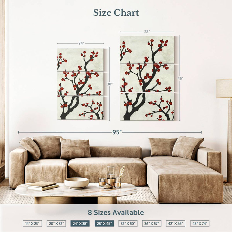 Harnek Red Berry Branch I, 38" H x 24" W