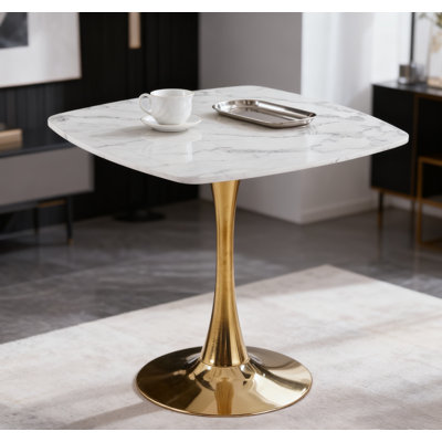 31.5Inch Dining Table White And Golden