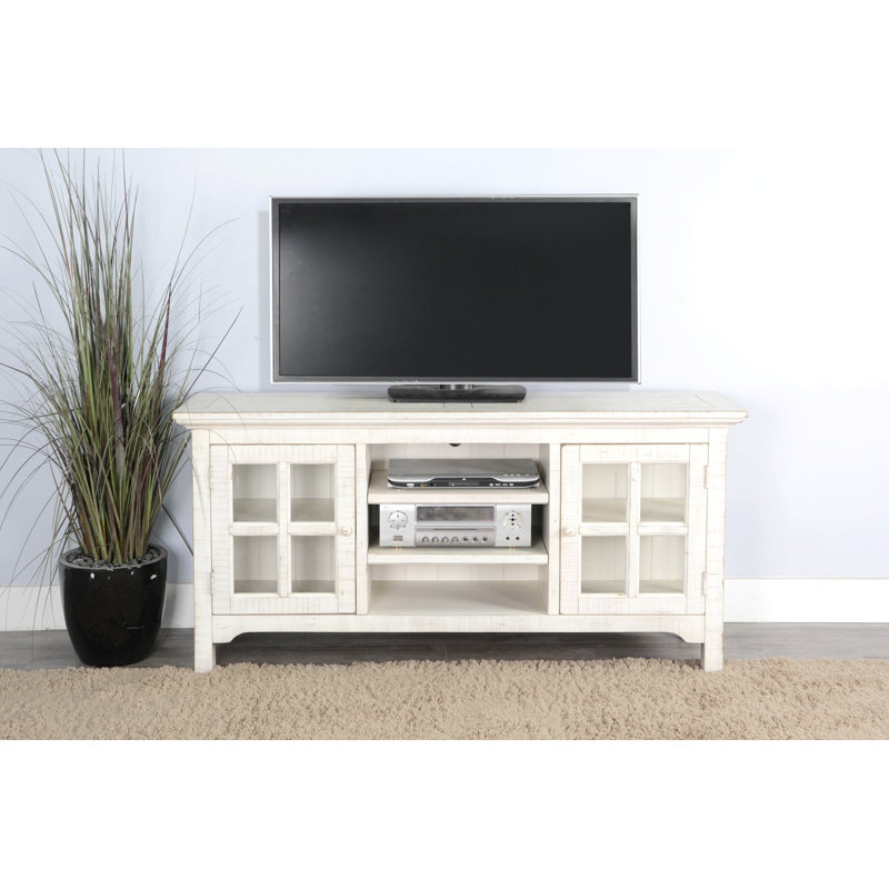 Crédence de rangement en bois massif Brijette, Blanc