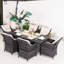 Ensemble repas pour 6 personnes en osier avec table rectangulaire Aliaksey, coussins inclus