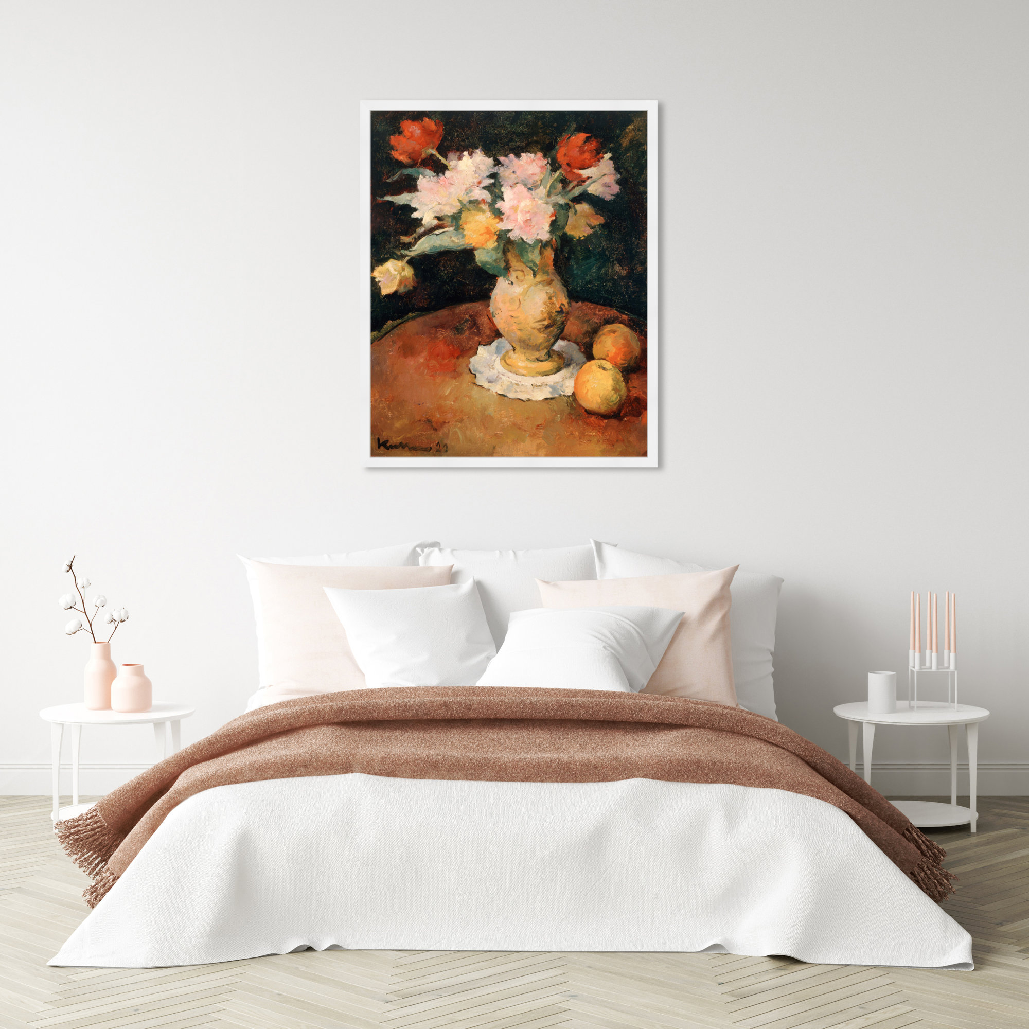 Joseph Kutter - Pivoines, 38" H x 32" W x 0.5" D, White