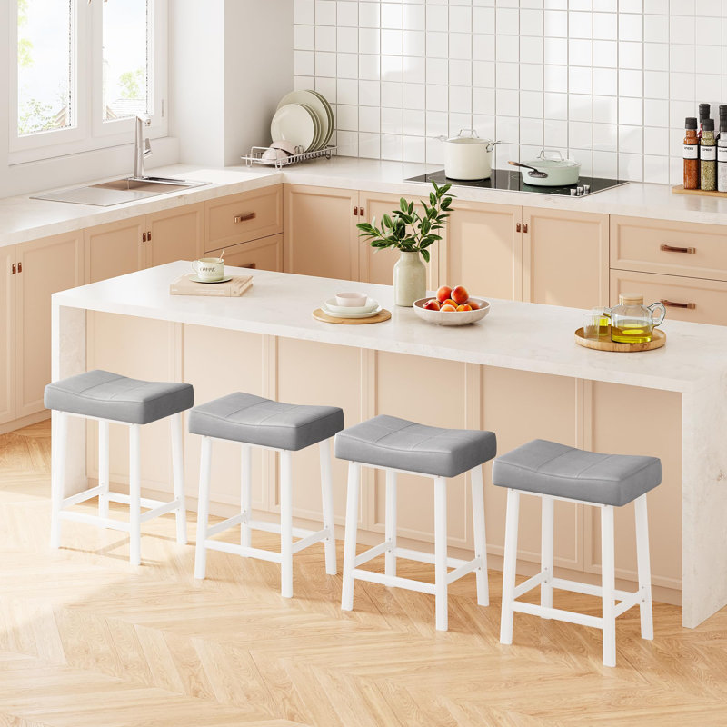 Counter Height Bar Stools Set Of 4, 24 Inch Barstools For Kitchen Island Counter, Grey