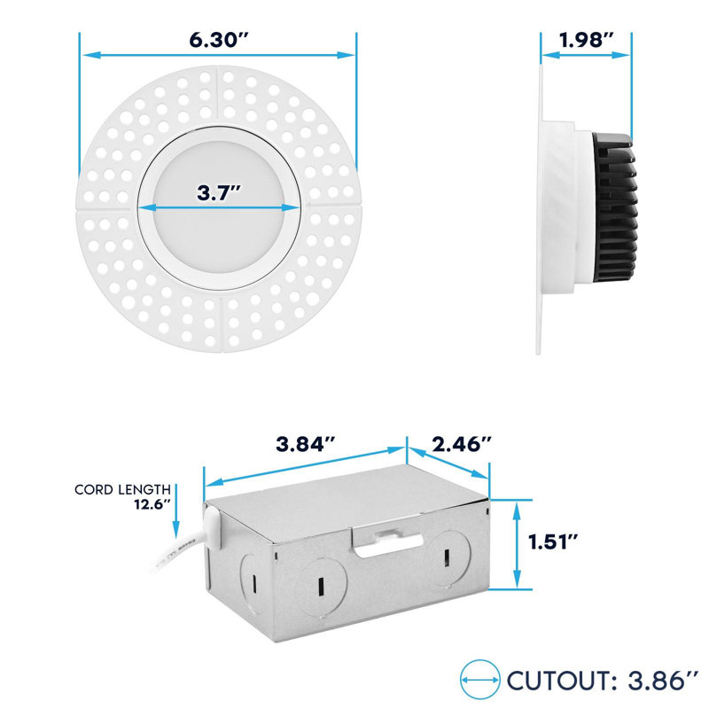 4'' 15 Watt Dimmable Air-Tight IC Rated LED Canless Recessed Lighting Kit