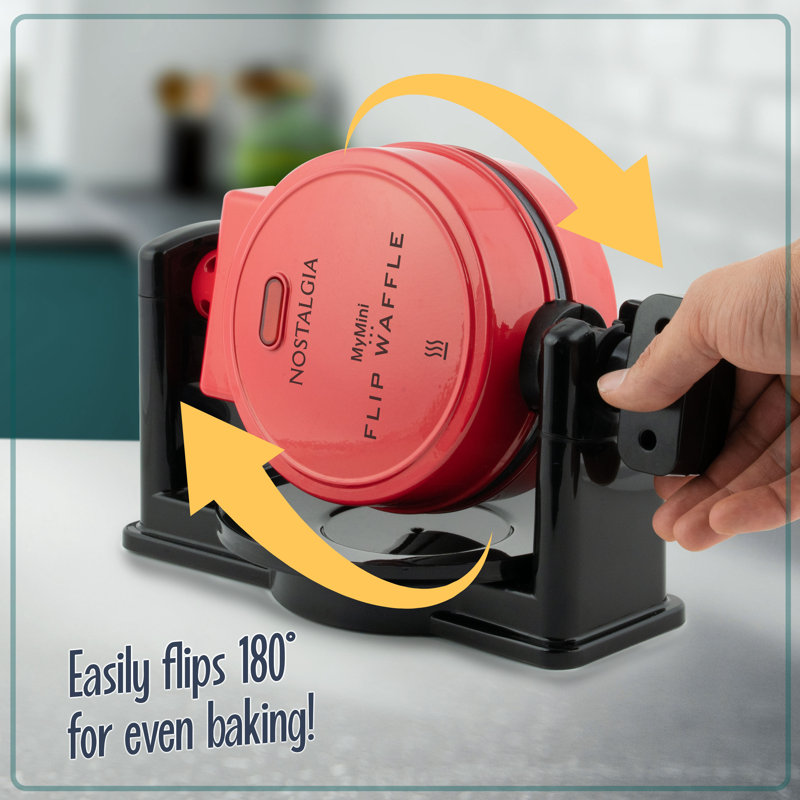 Nostalgia Belgian Waffle Maker, Red/Black
