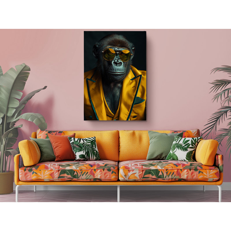 Reproduction d'art sur toile Highend Portait of a Chimp, reproduction d'art moderne pour la maison et le bureau