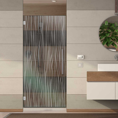 24 In W x 75 In H Frameless Glass Shower Door with Frosted Design